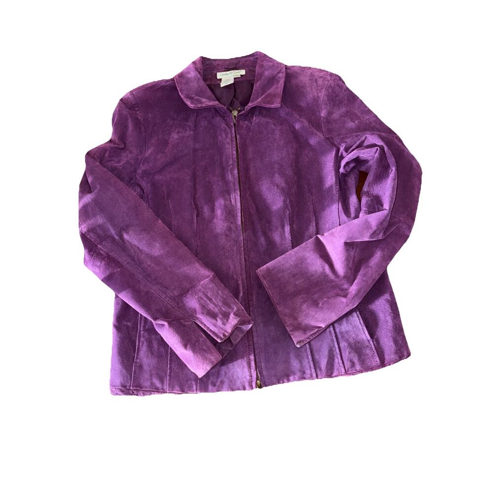 Coldwater Creek Purple Suede Leather Jacket Women’s Size Medium